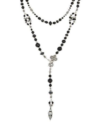 Black Onyx and Silver Lariat