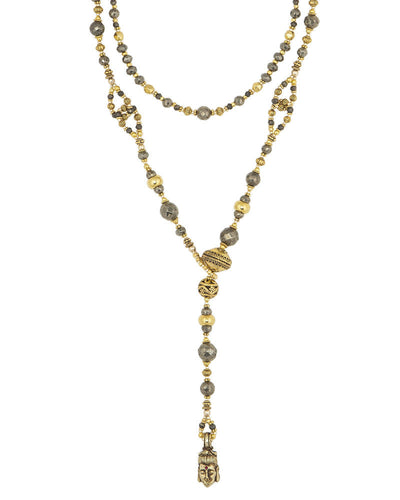 Pyrite and Gold Lariat