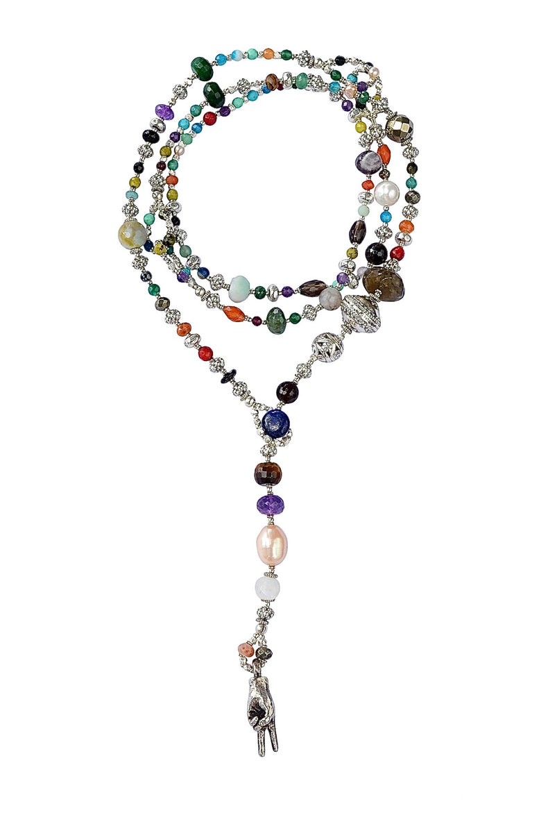Multi Gemstone and Sterling Silver Lariat Necklace – Turchin Jewelry