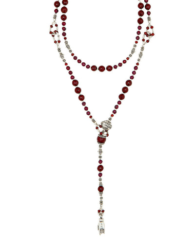Garnet Long Lariat Necklace