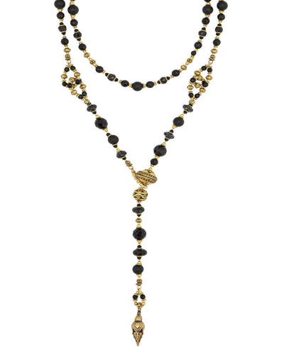 Black Onyx and Gold Lariat